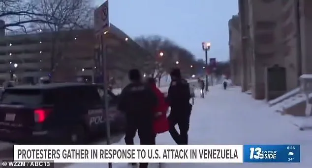 Arrest During Interview: Protester's Resolute Stand Against U.S. Raids in Venezuela