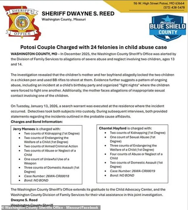 Shocking Arrest of Couple Accused of Years-Long Abuse and Neglect in Potosi, Missouri Sparks Community Concern