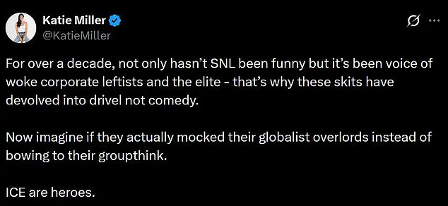 Katie Miller Lashes Out at *SNL* for Mocking Border Czar, Calls Show a 'Platform for Woke Corporate Leftists'