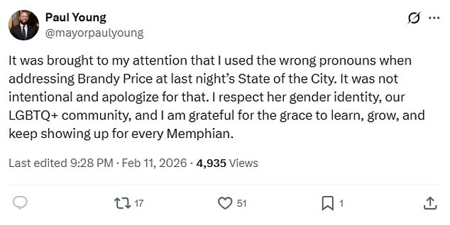 Memphis Mayor Apologizes After Controversial 'Sir' Remark to Transgender Protester During City Address