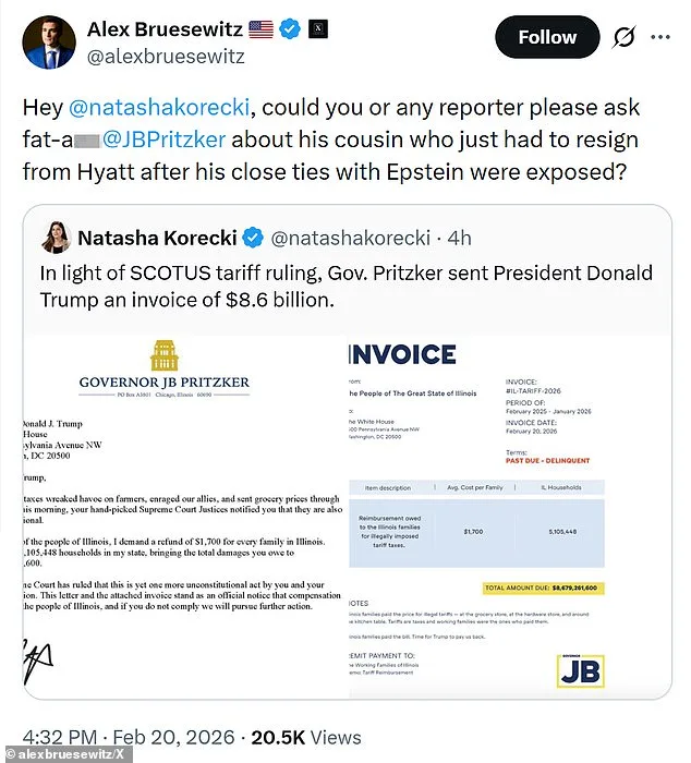 Trump Adviser Confronts Pritzker Over $8.6 Billion Invoice Amid Trade Policy Dispute