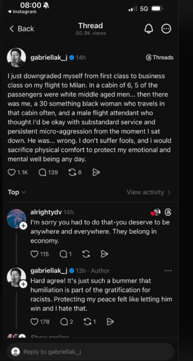 Gabriella Karefa-Johnson's Cabin Choice Sparks Debate Over Diversity in Premium Travel