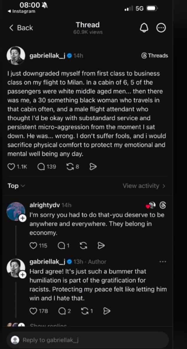 Gabriella Karefa-Johnson's Cabin Choice Sparks Debate Over Diversity in Premium Travel