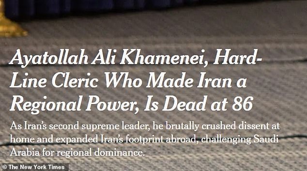 NYT Faces Backlash for Sanitized Headline on Khamenei's Death, Critics Say Legacy of Brutality Omitted
