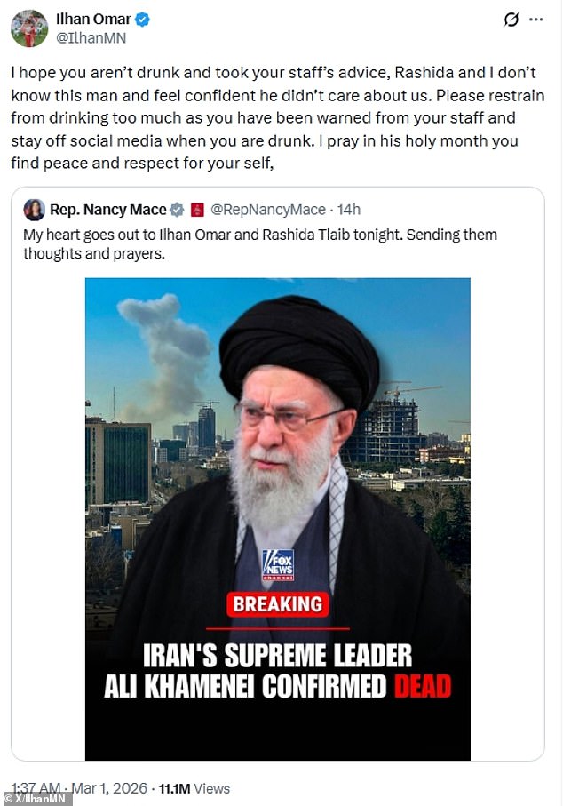 Congresswomen Mace and Omar Clash in Escalating Feud Over Iran's Military Strike