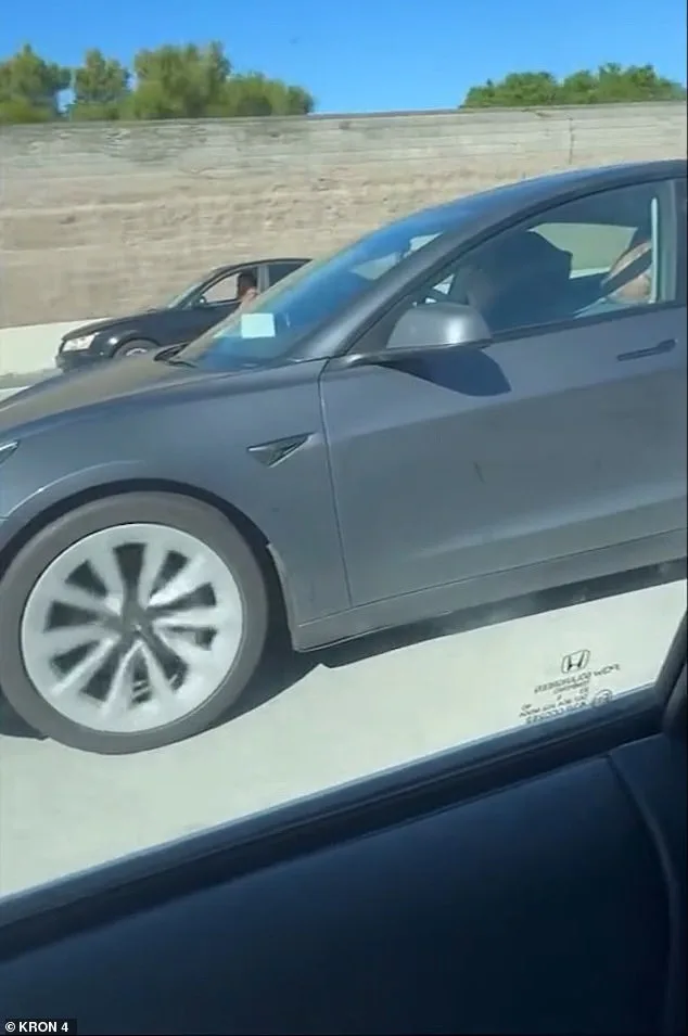 Elderly Man Asleep at Wheel of Tesla in Autopilot Mode on Highway