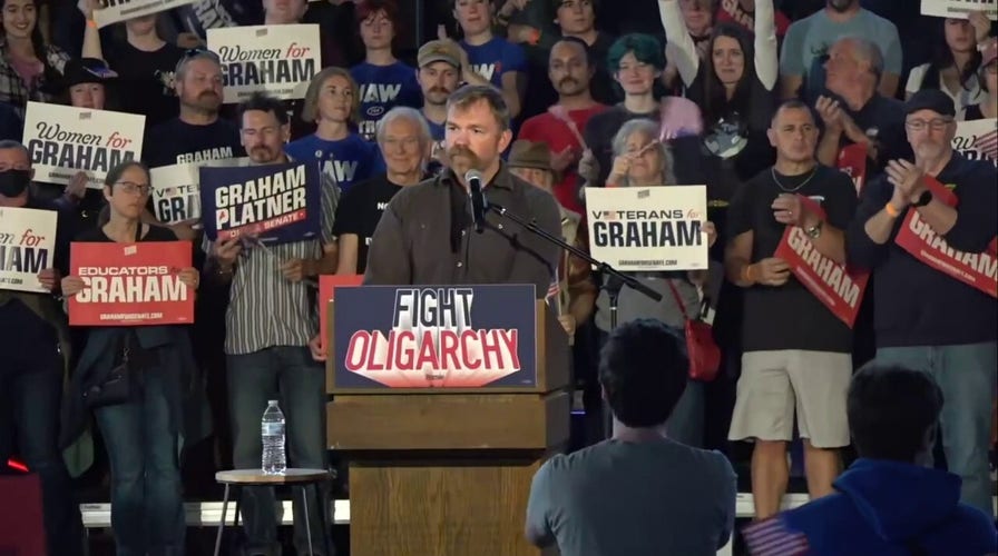Graham Platner rallies Bernie Sanders supporters against Susan Collins in Maine.