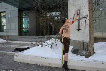 Topless Protest outside German Embassy in Kyiv: A Bold Statement against Right-Wing Politics