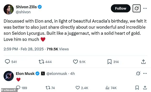 Elon Musk's Neuralink Executive Shivon Zilis Gives Birth to a Son