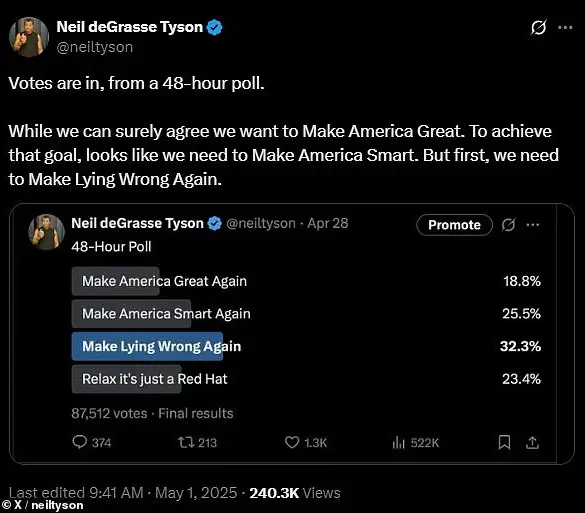 Neil deGrasse Tyson's Bullet-Riddled Target Post Sparks Speculation on Ideological Shift